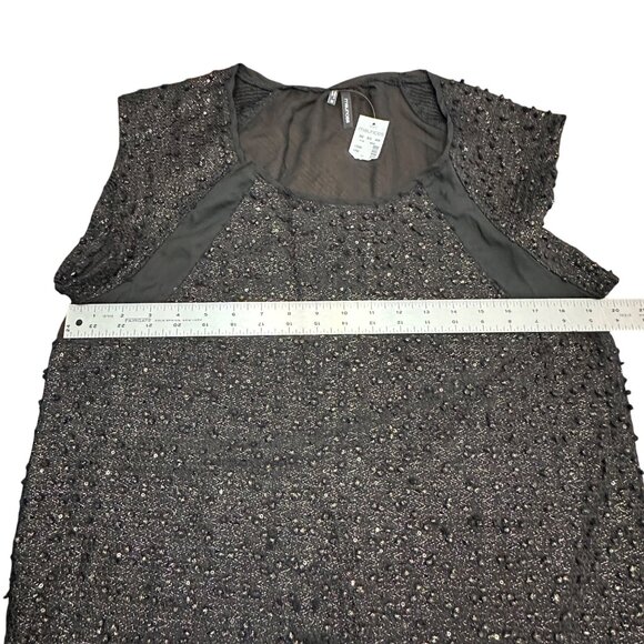 Maurices Shirt Women M NWT Black Shimmer Sheer Back High Low Hem Party New Years - Picture 6 of 11